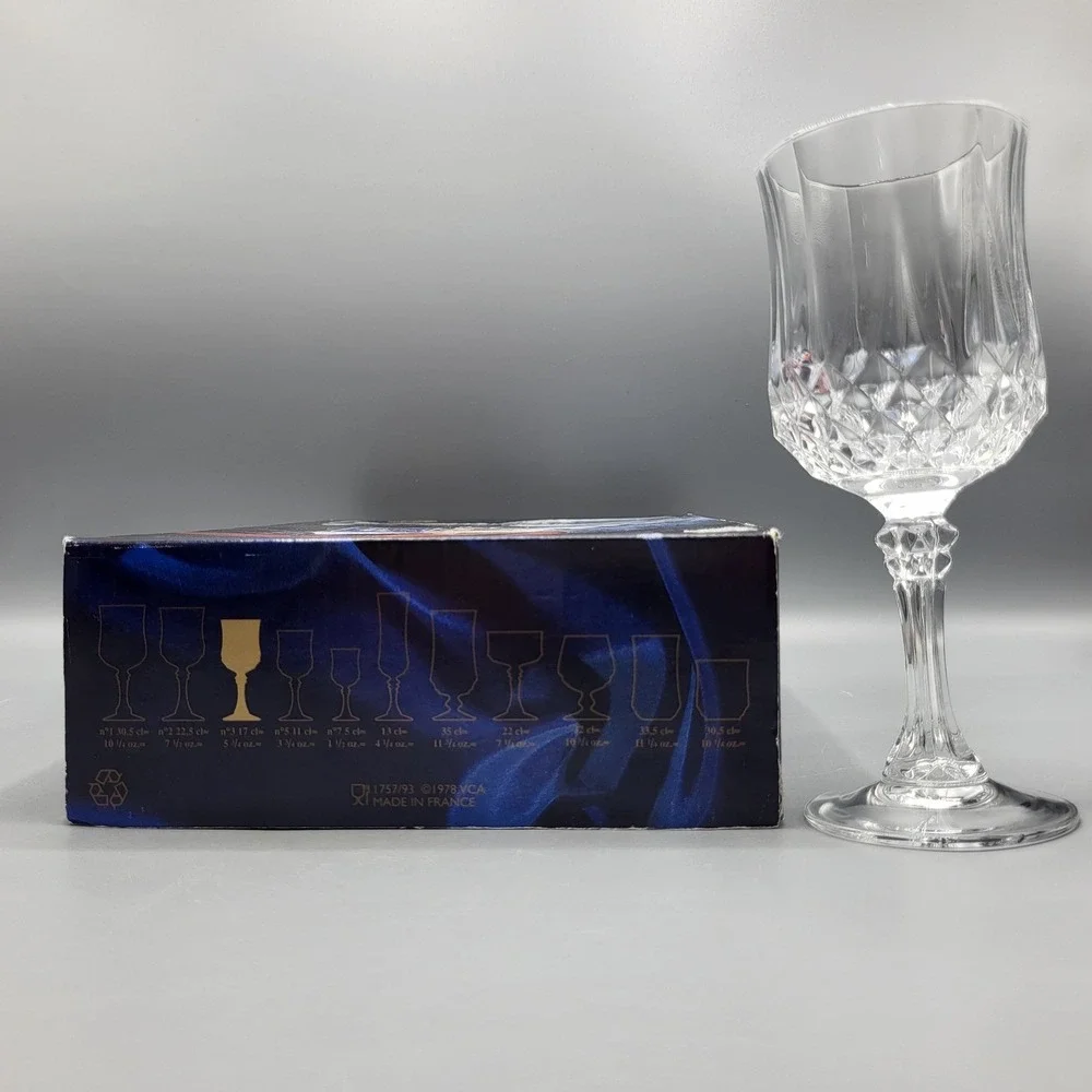 Cristal d Arques Longchamp Wine Glasses Set of 4 24% Lead Crystal Clear France